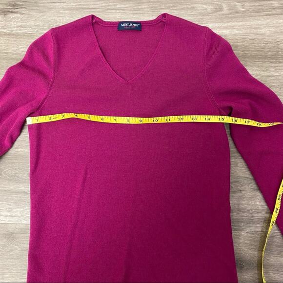 Saint James V-neck Sweater in Raspberry Size 6 - Picture 5 of 10